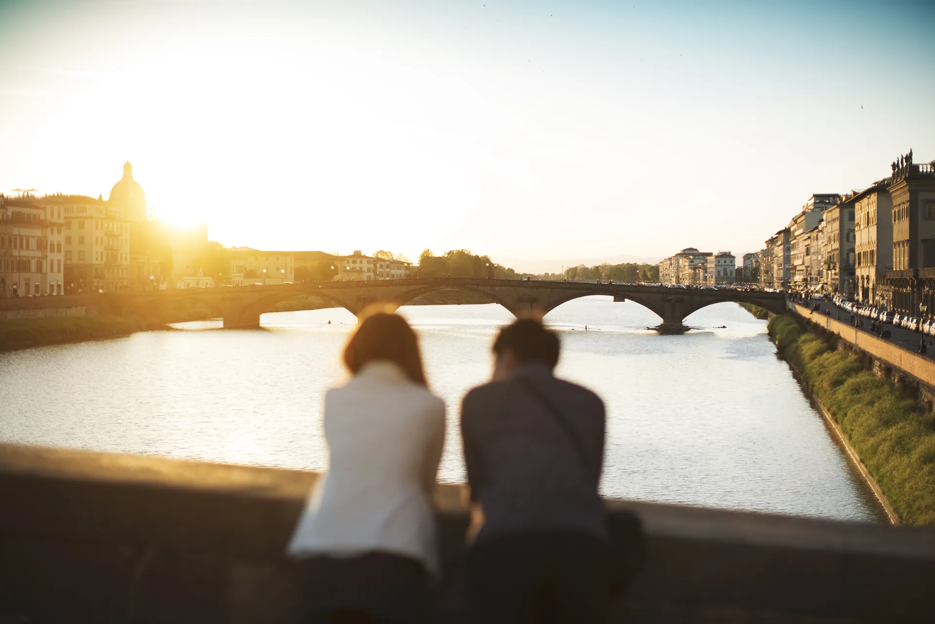Ponte Vecchio at sunset in Florence.